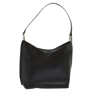 GUCCI Shoulder Bag Leather Brown Silver Auth sw1226